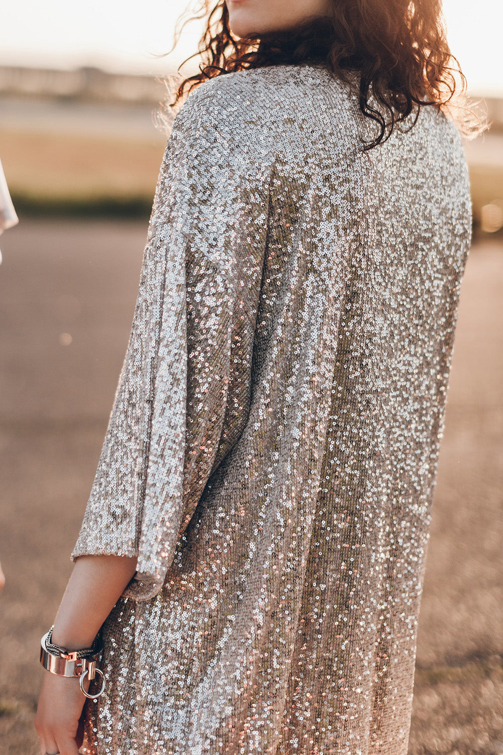 Apricot Sequin 3/4 Kimono