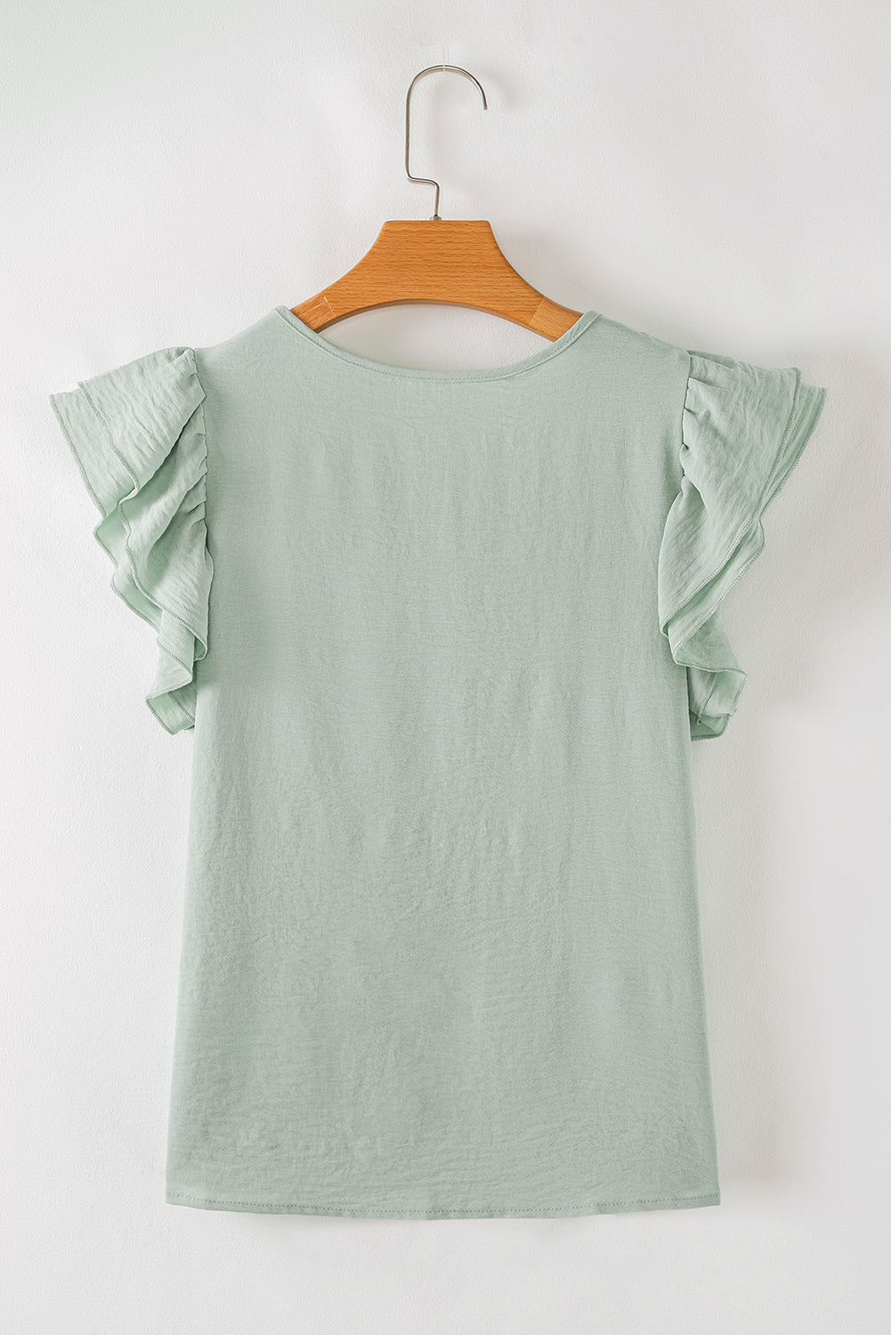Sage Ruffled Short Sleeve Blouse