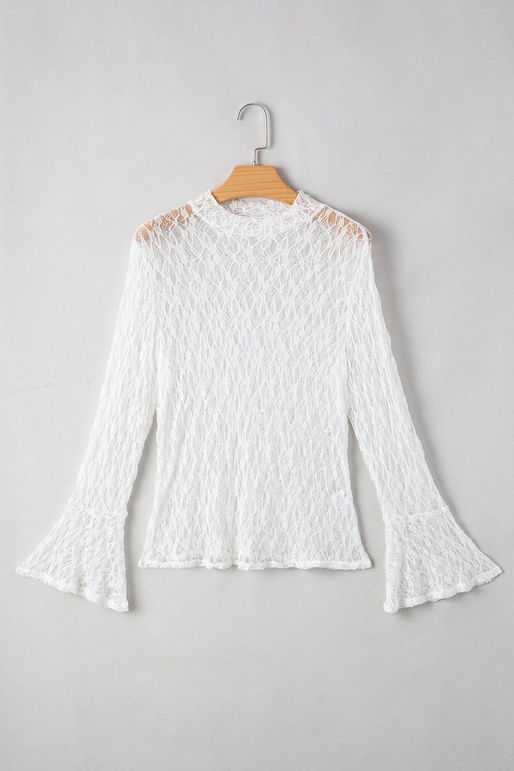White Sheer Lace Bell Blouse