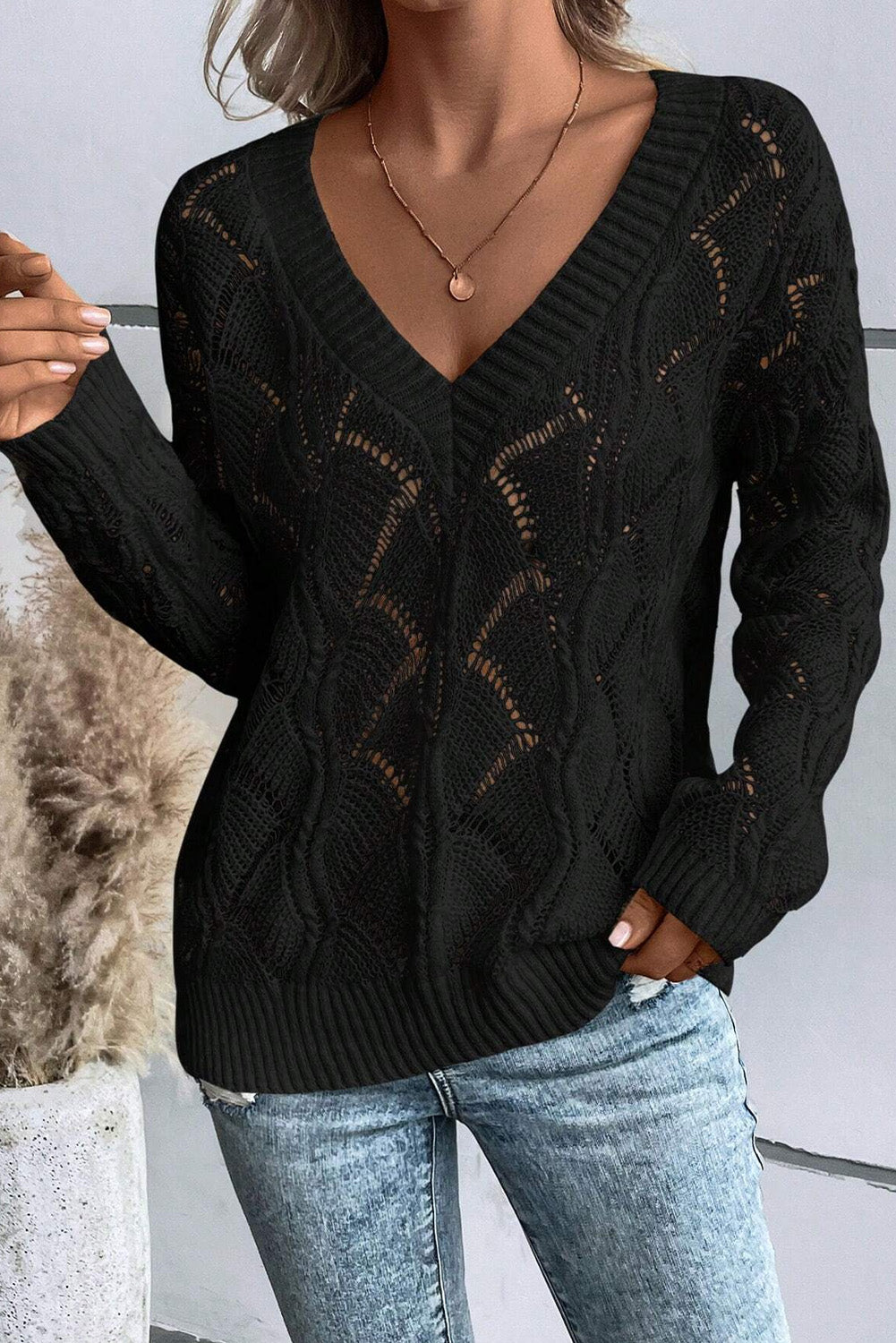 Black Drop Shoulder Knit Jersey