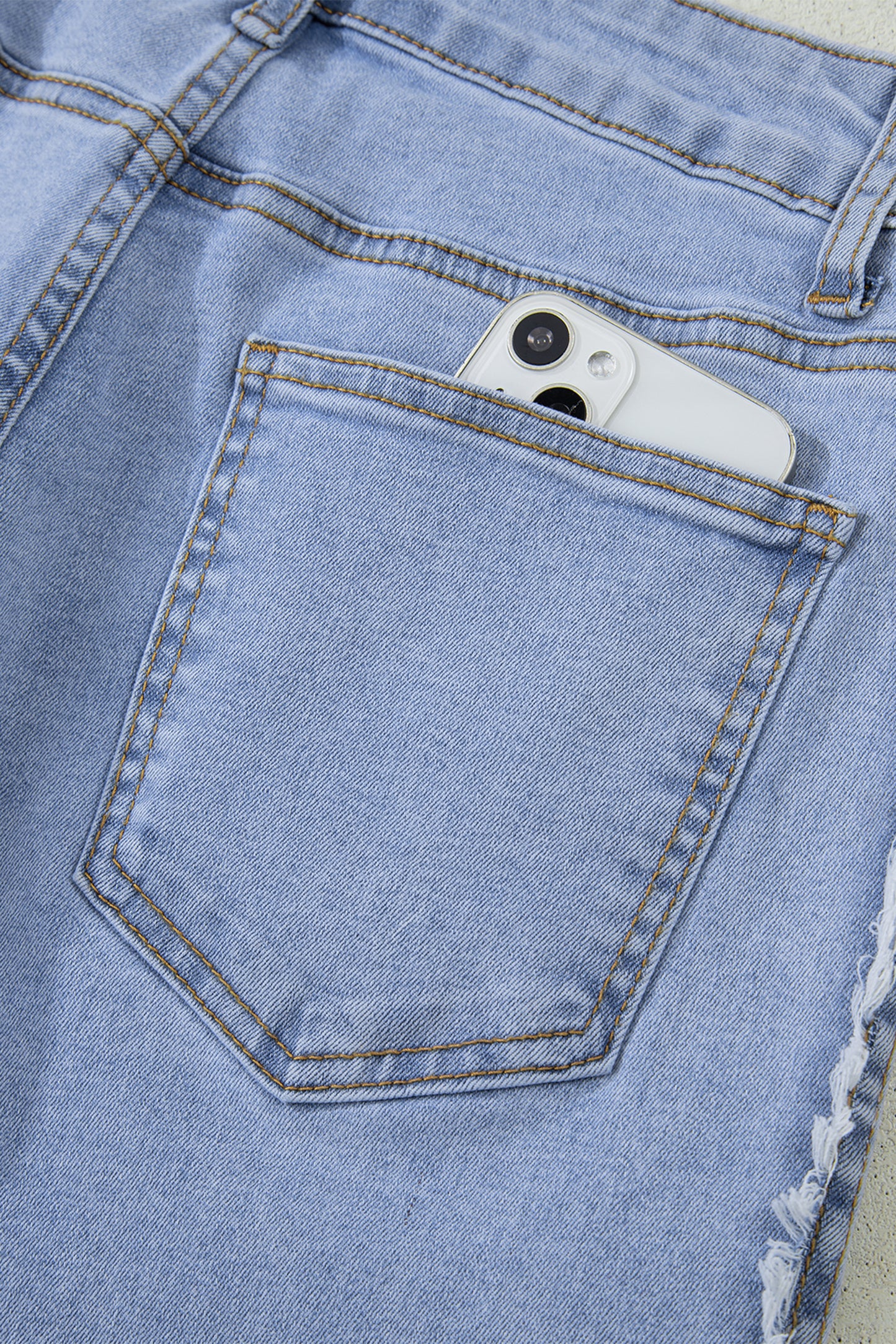 Beau Blue Contrast Frayed Jeans