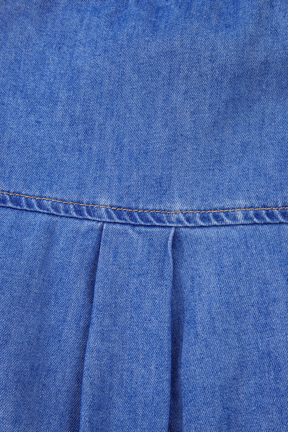 Blue Frilled Button Up Denim Shirt