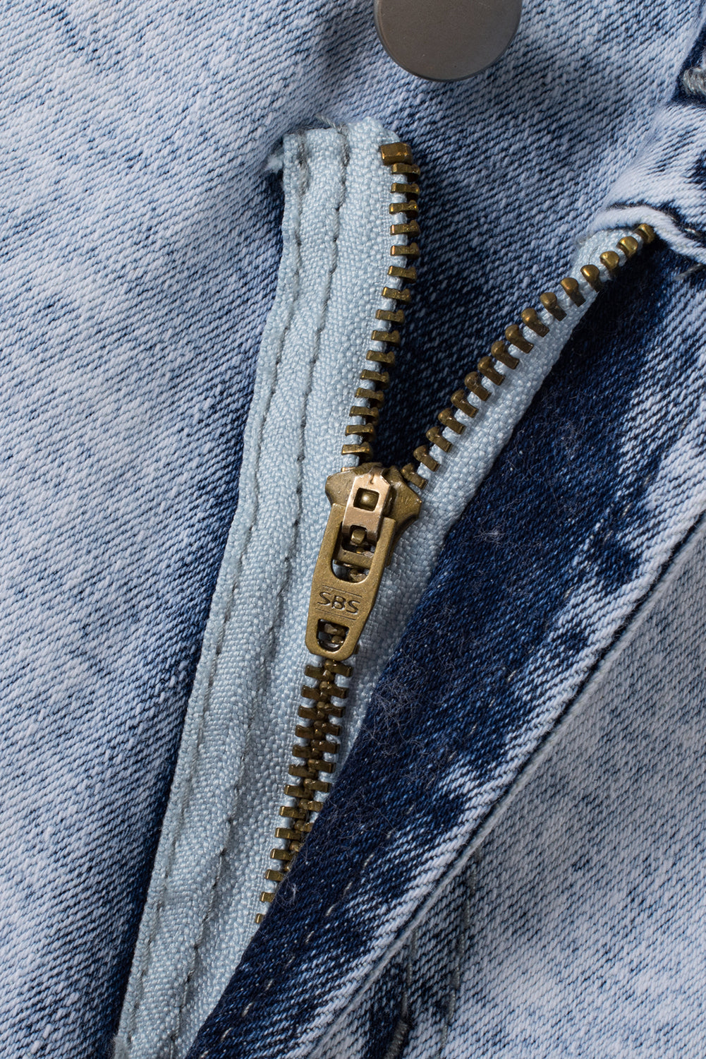 Light Blue Acid Wash Crossed Denim Shorts