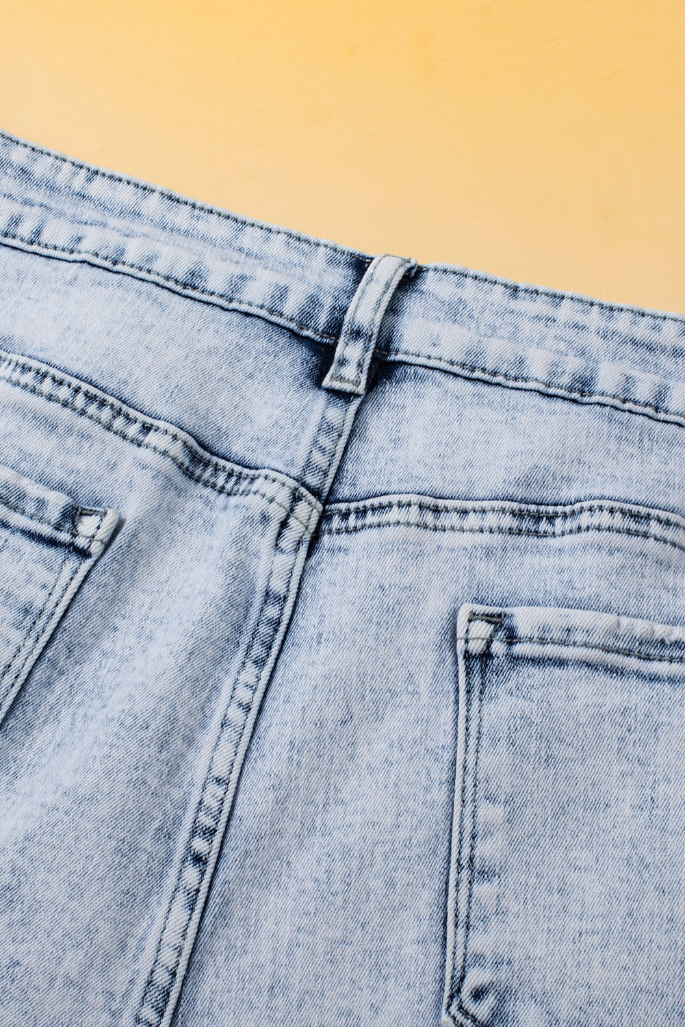 Light Blue Acid Wash Crossed Denim Shorts