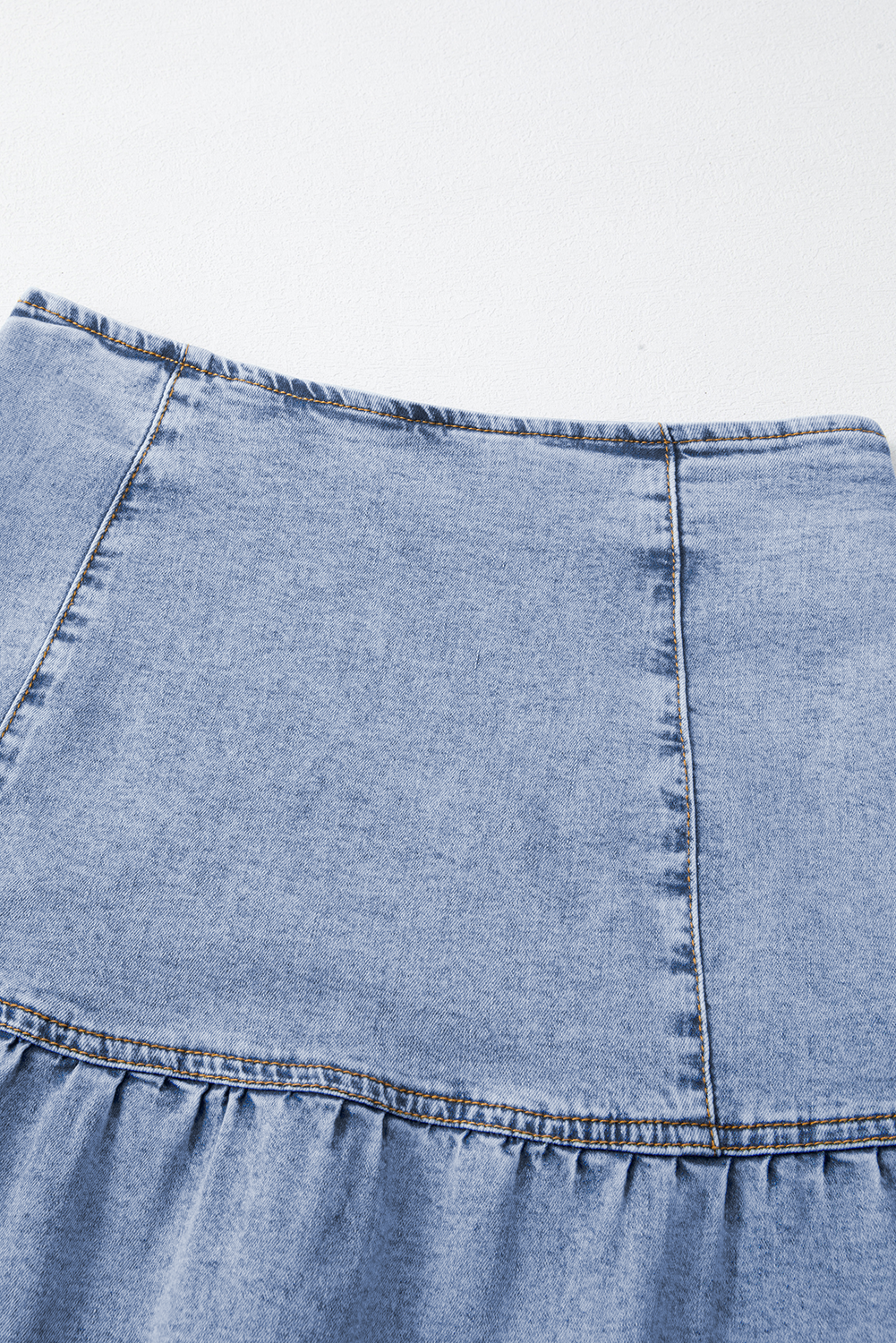 Beau Blue Ruffle Denim Mini Skirt