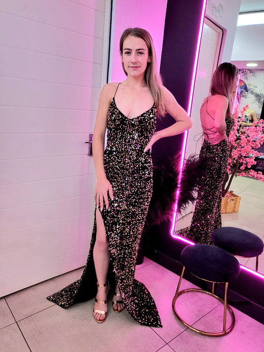 Black & Rose Gold Evening Dress