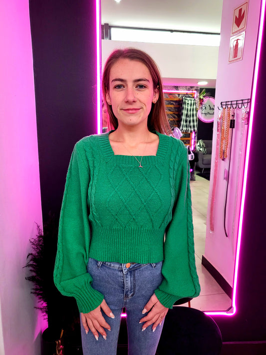 Green Square Neck Jersey