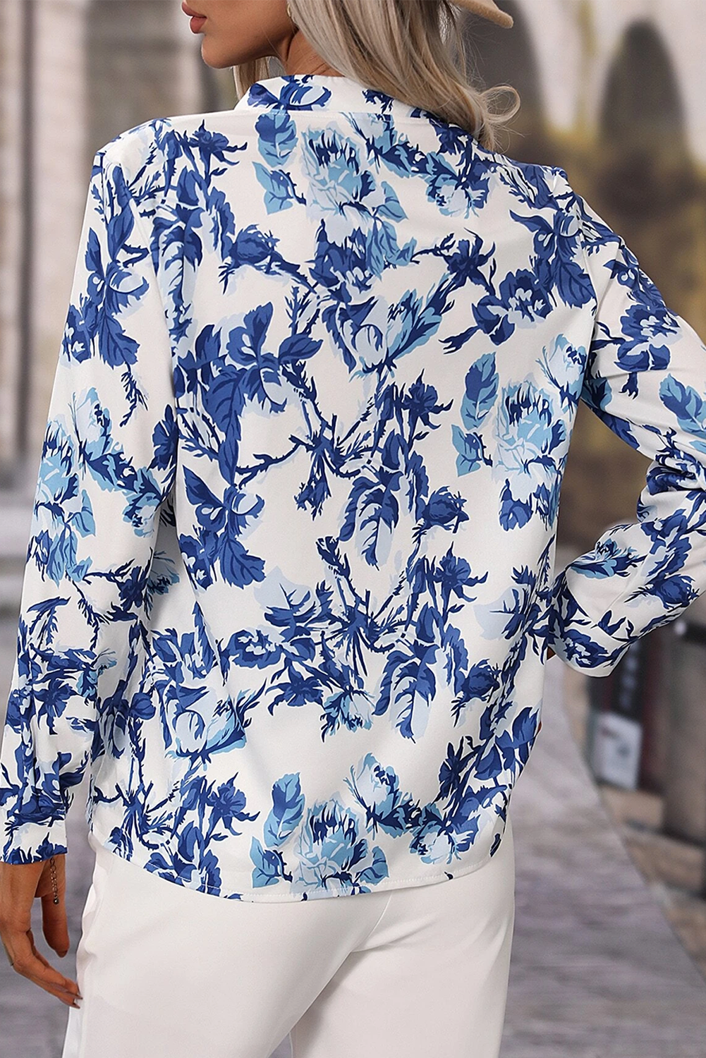 Sky Blue Floral Print Blouse
