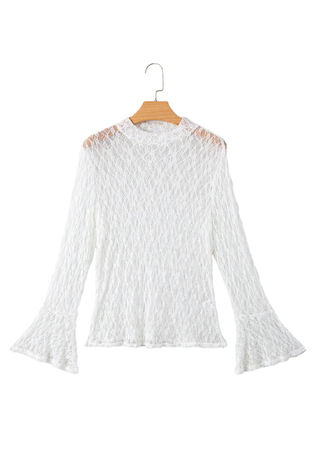 White Sheer Lace Bell Blouse