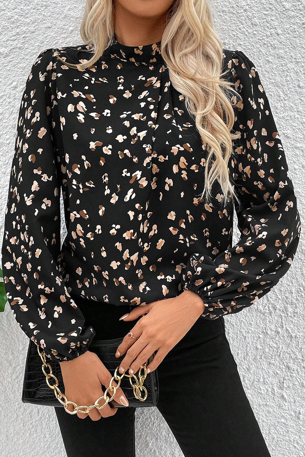 Black Leopard Print Blouse