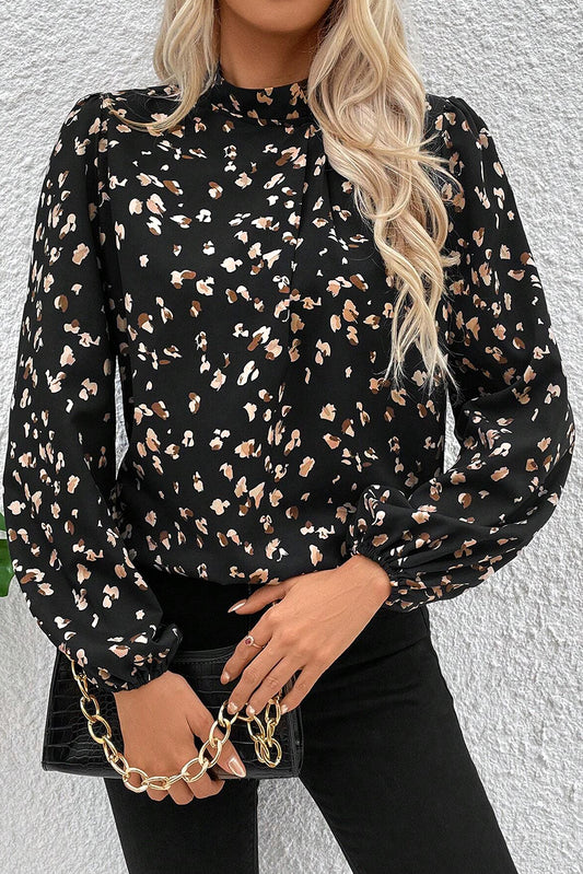 Black Leopard Print Blouse