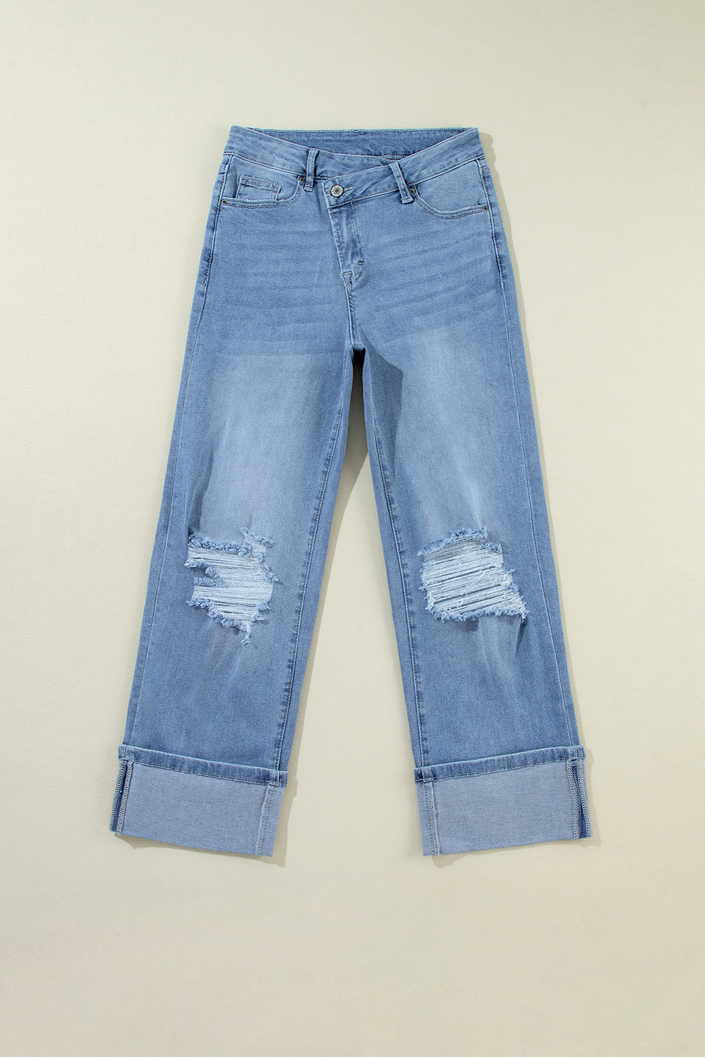 Dusk Blue High Rise Asymmetric Jeans