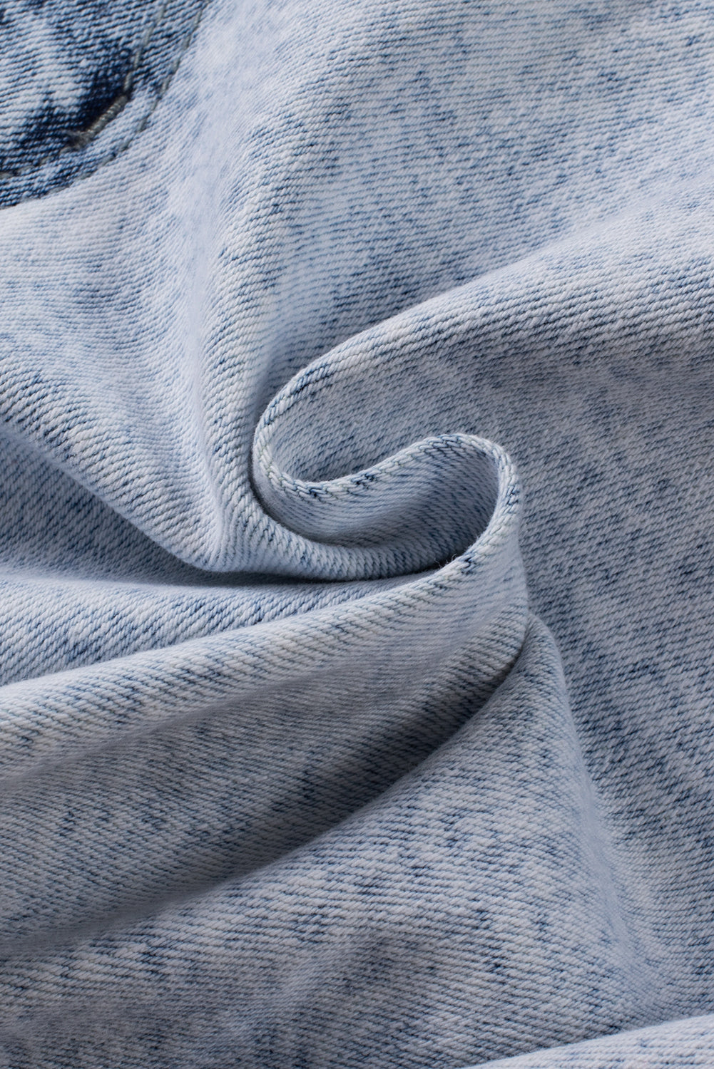 Light Blue Acid Wash Crossed Denim Shorts