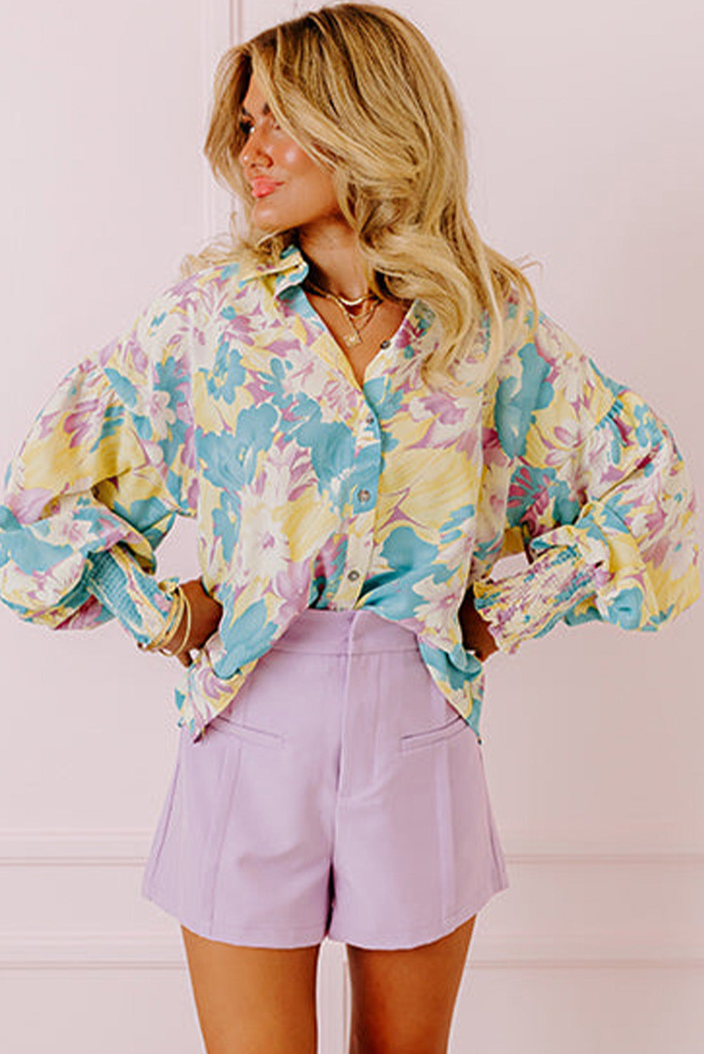 Yellow Floral Oversized Blouse
