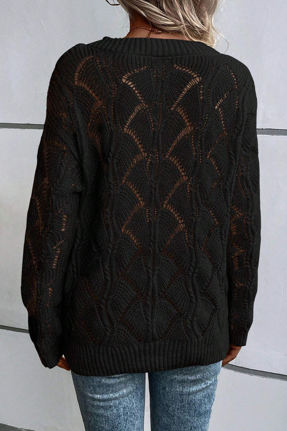 Black Drop Shoulder Knit Jersey