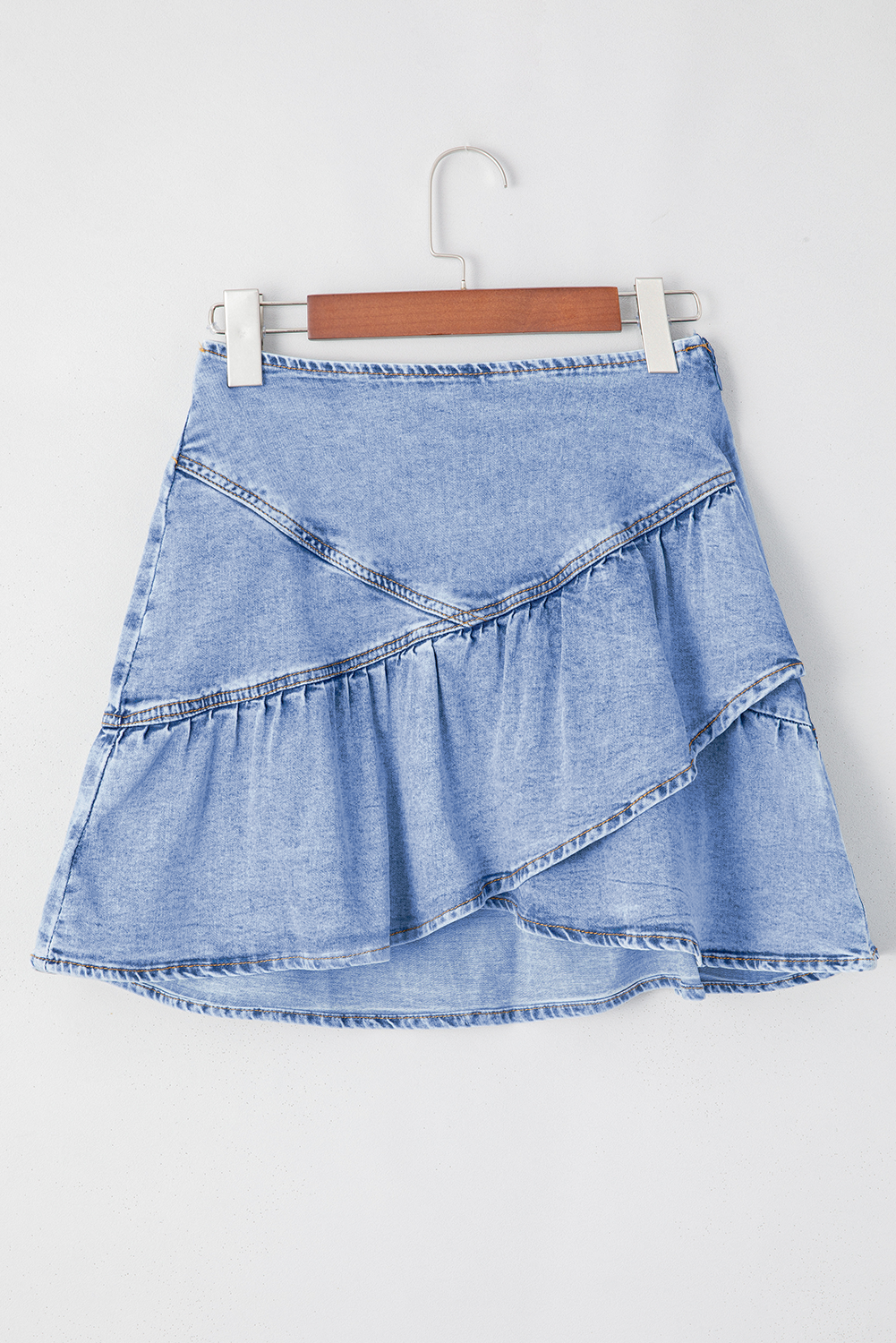 Beau Blue Ruffle Denim Mini Skirt