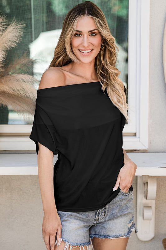 Black Cowl Neck T Shirt