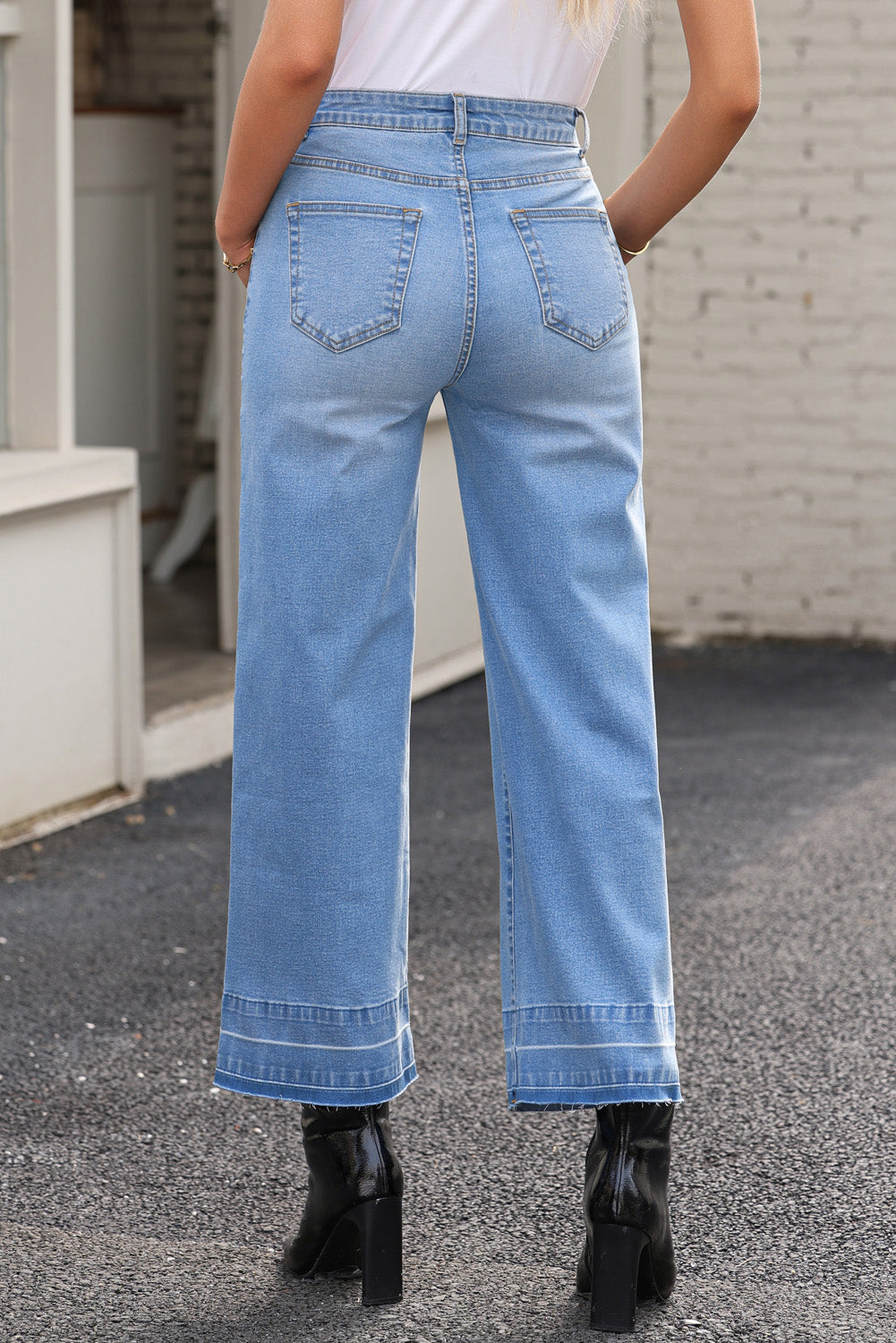Dusk Blue Straight Leg High Waist Jeans