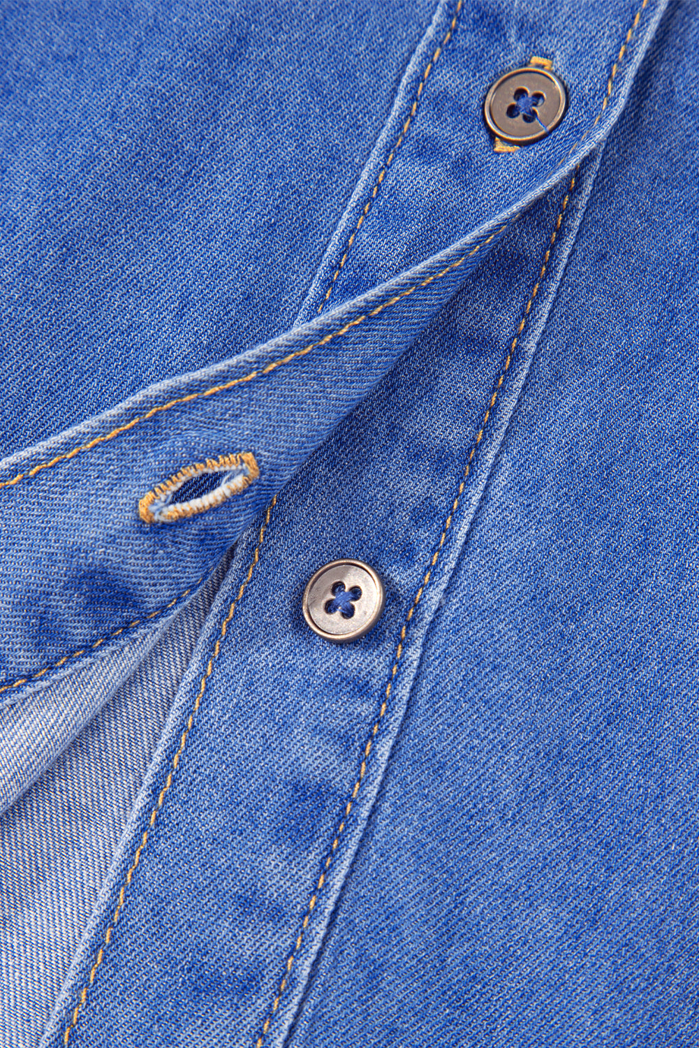 Blue Frilled Button Up Denim Shirt