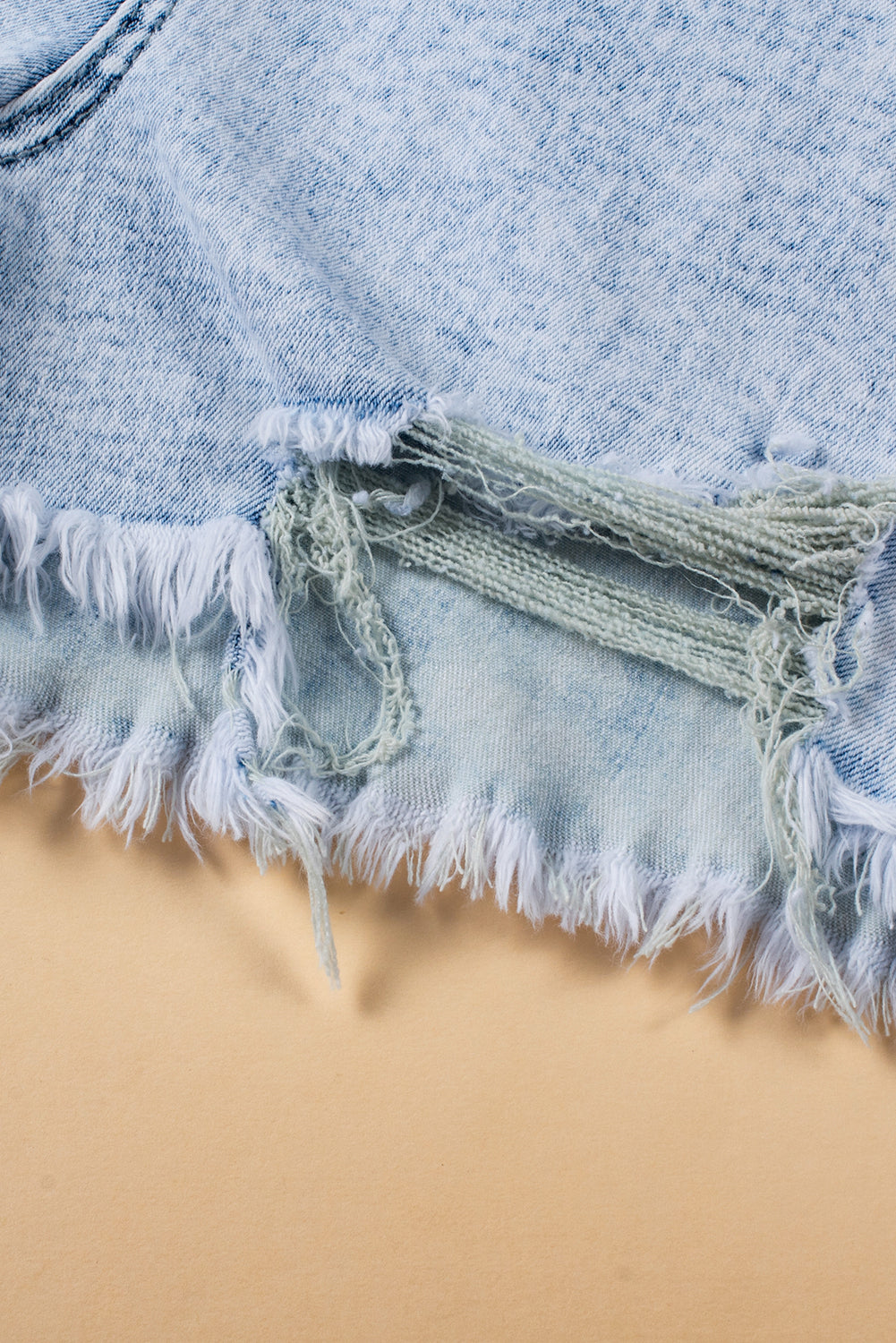 Light Blue Acid Wash Crossed Denim Shorts