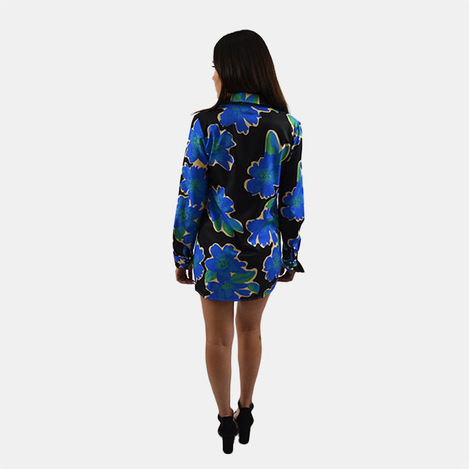Black floral shirt dress