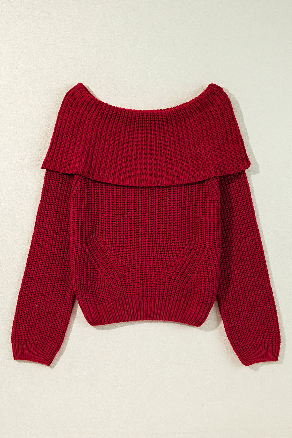 Red Off-the-shoulder Knit Jersey