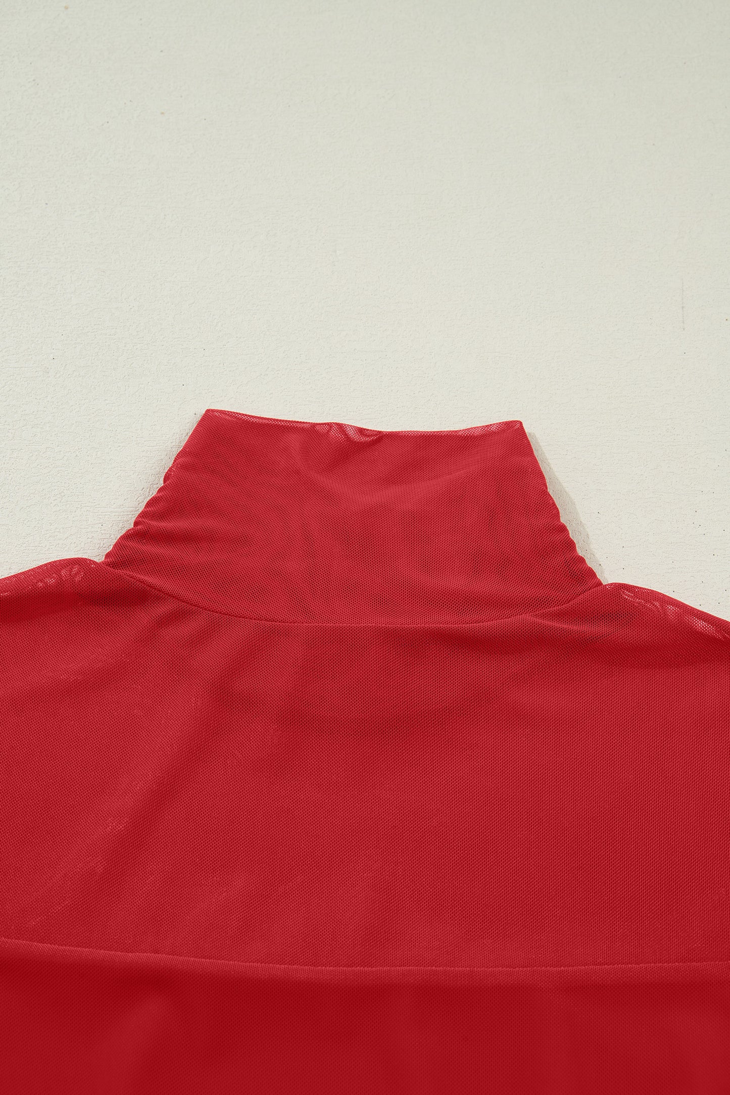 Red Sheer Mesh Long Sleeve Top