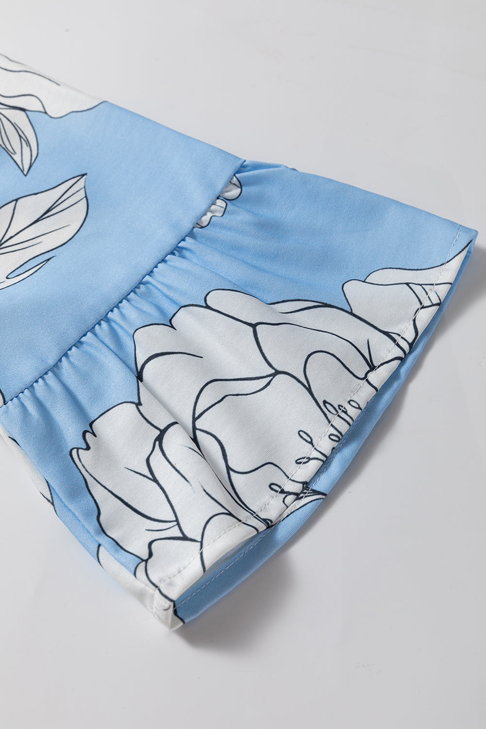Sky Blue Floral Plus Size Tiered Maxi Dress