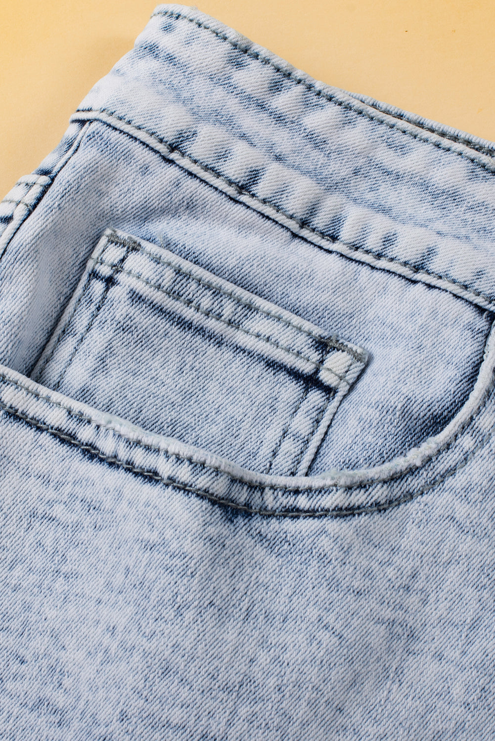 Light Blue Acid Wash Crossed Denim Shorts