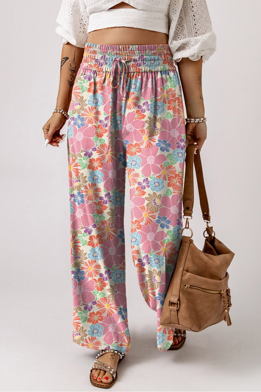 Pink Floral Loose Pants