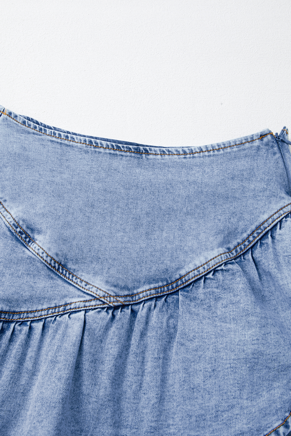 Beau Blue Ruffle Denim Mini Skirt