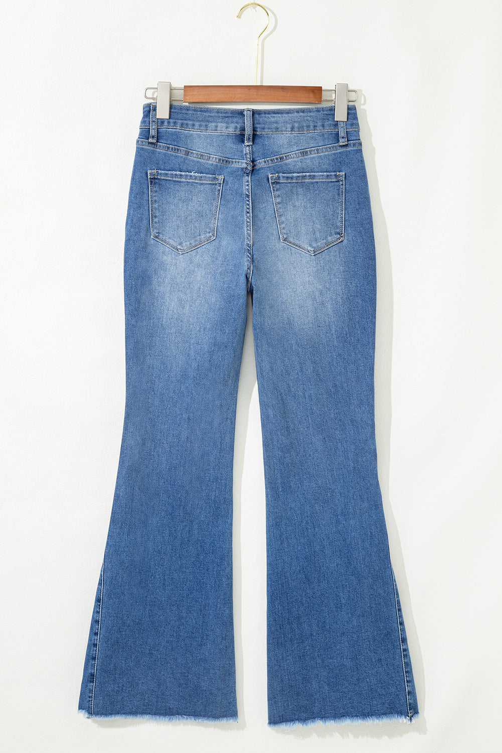 Blue Cut Out Flare Jeans