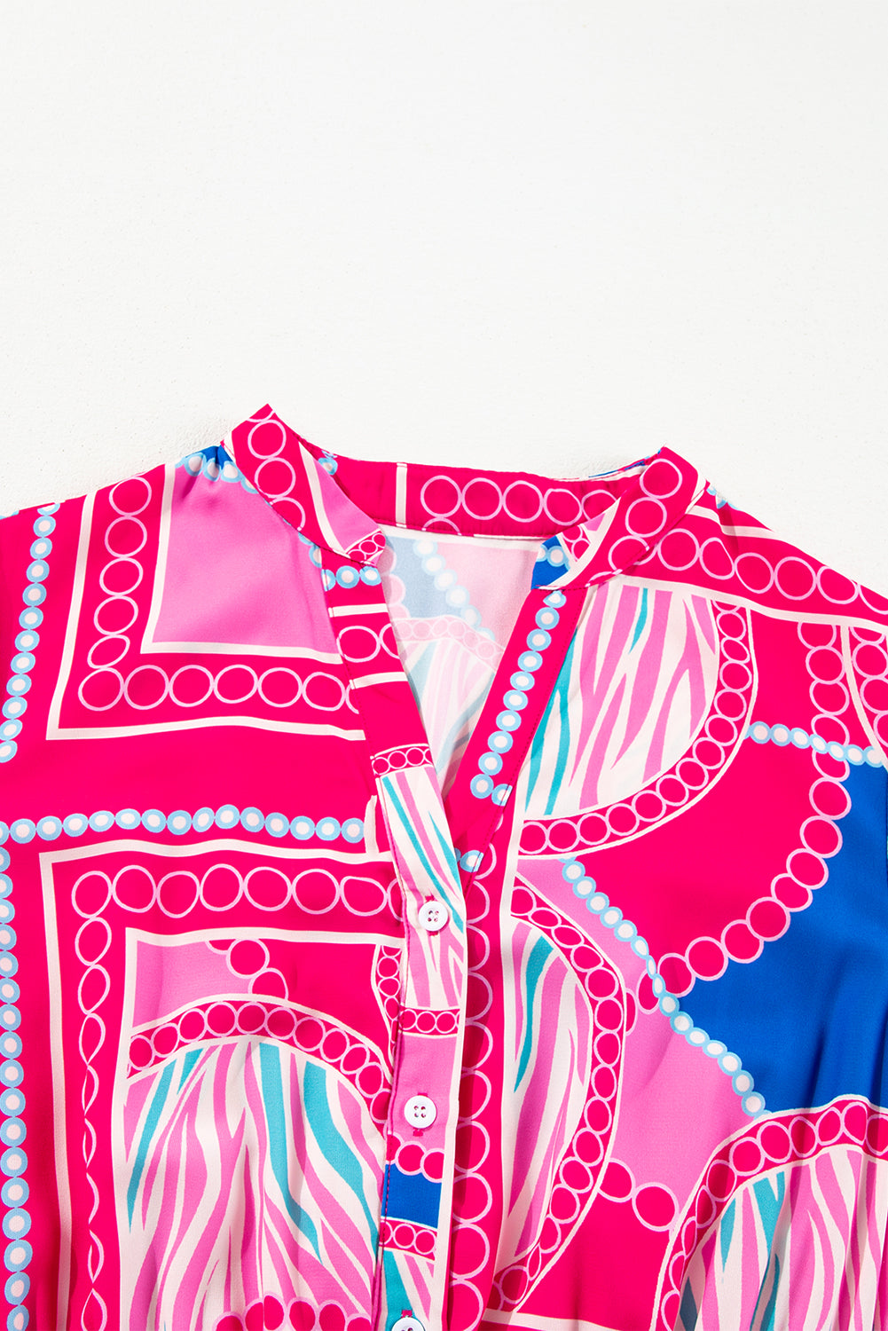 Rose Boho Abstract Ruffled Mini Dress