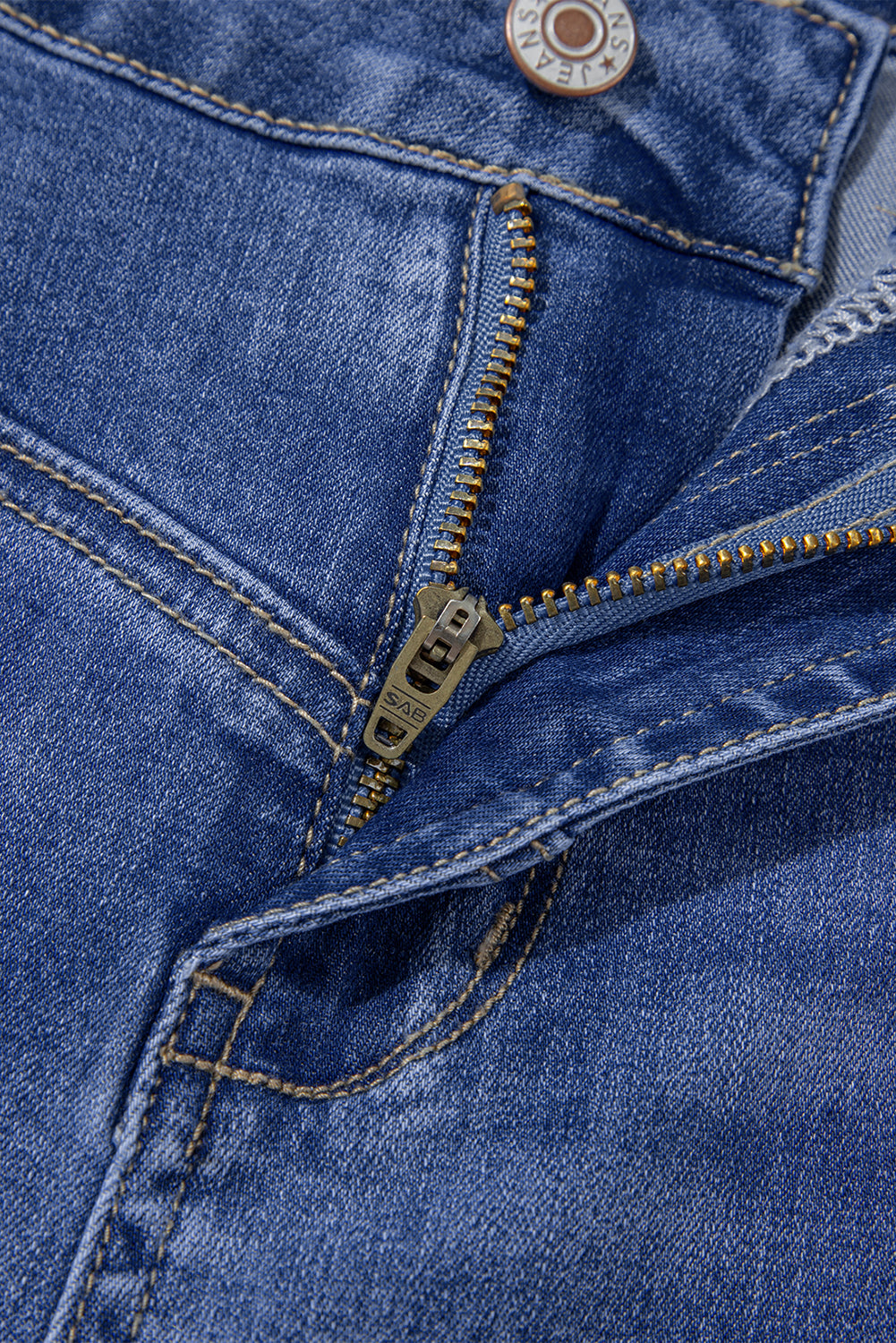 Blue Straight Cut High Rise Jeans