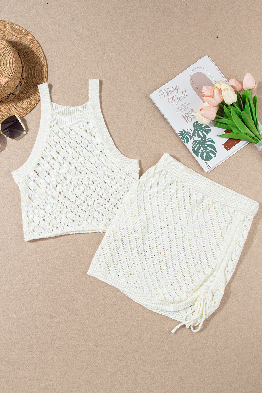 White Crochet 2 Piece Beach Dress