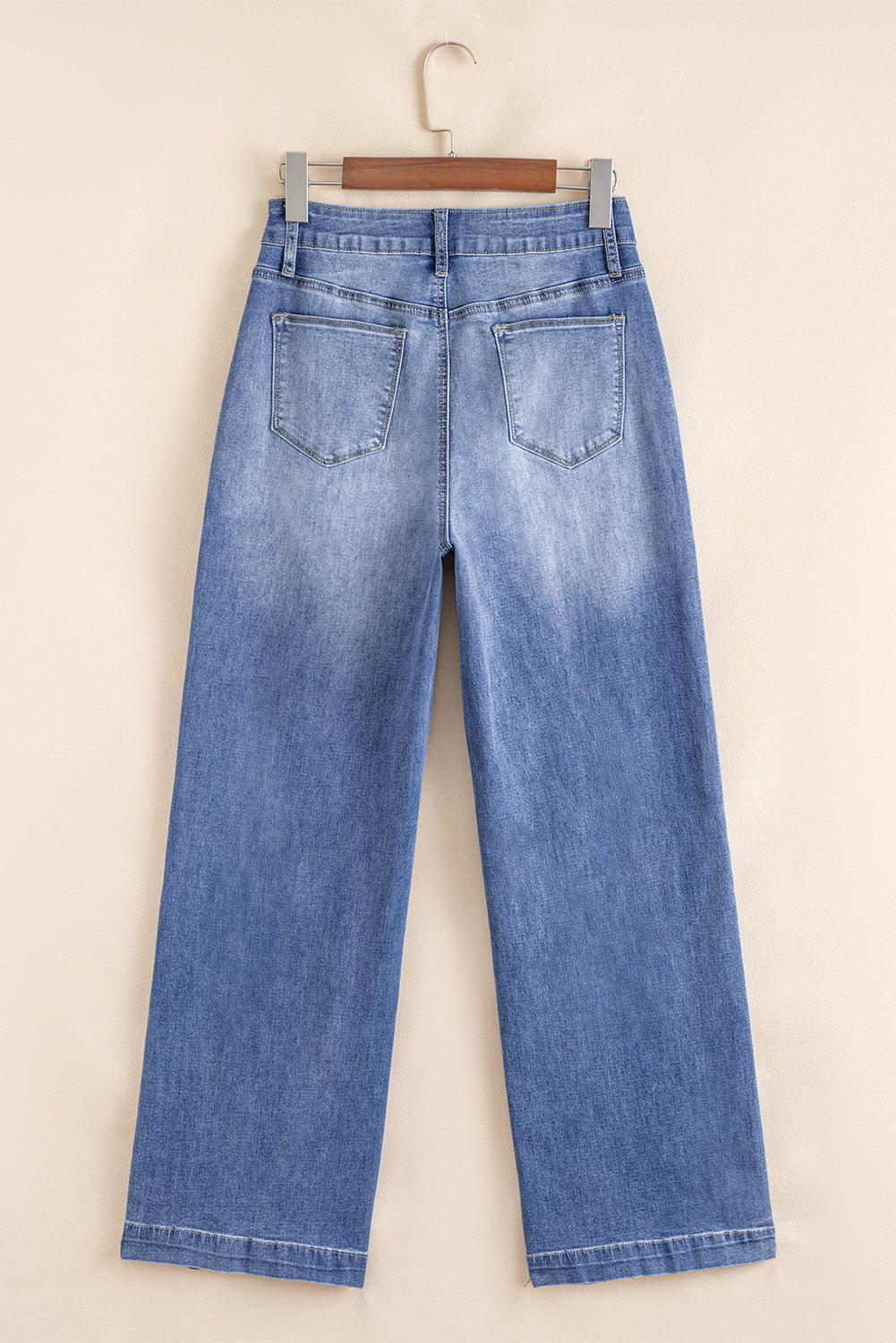 Blue Straight Cut High Rise Jeans