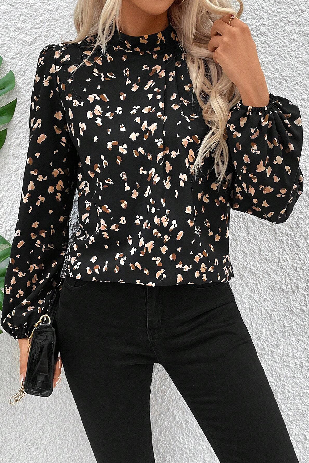 Black Leopard Print Blouse