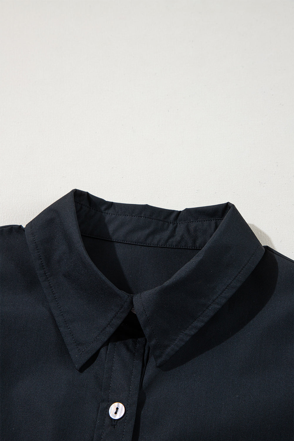 Black Button Up Tie Waist Mini Dress