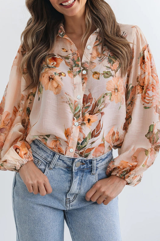 Floral Puff Sleeve Lightweight Shirt