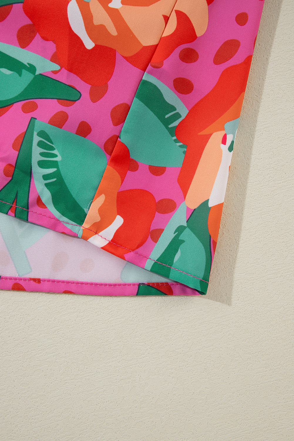 Rose Floral Print Plus Size Blouse