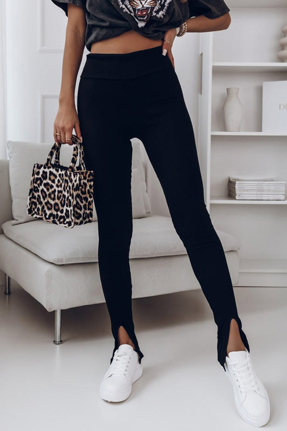 Black Rib Knit Leggings