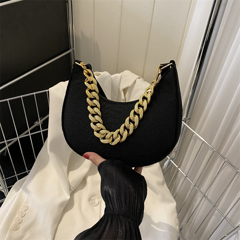 Black Felt Shoulder Bag