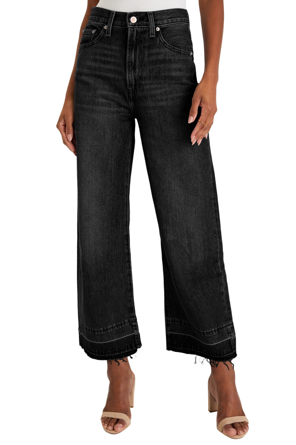 Black Straight Leg Loose High Waist Jeans