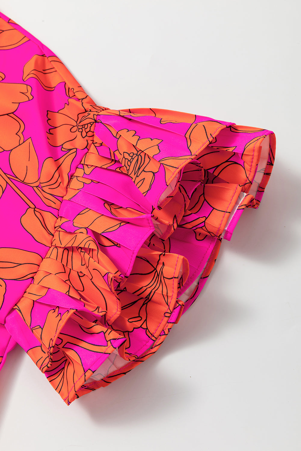 Pink Ruffled Sleeve Floral Dress