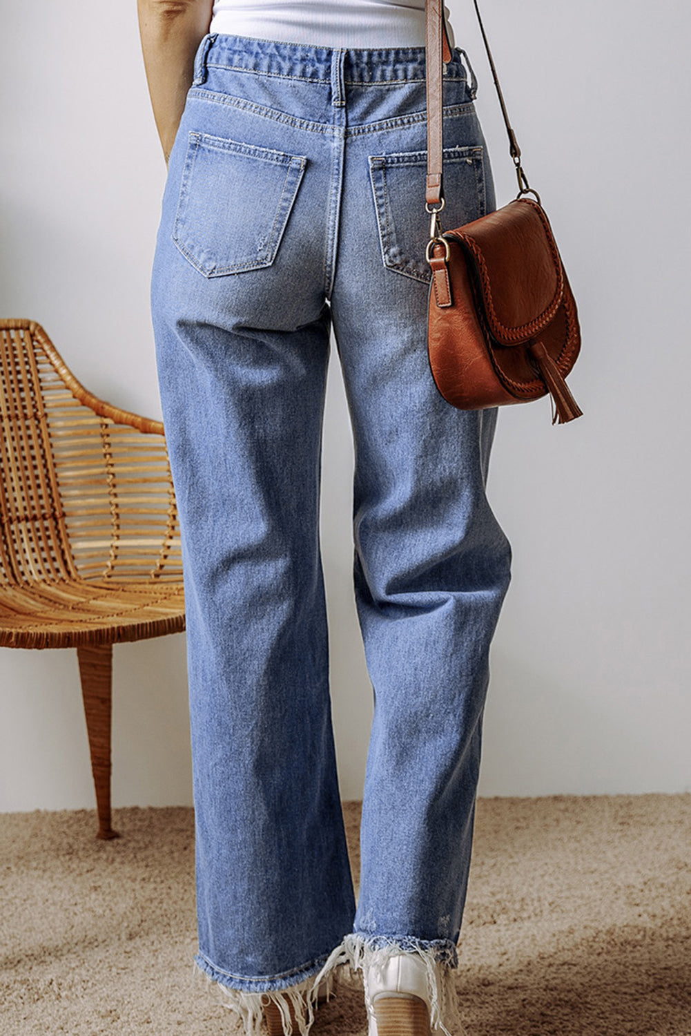 Blue Distressed High Waist Jeans