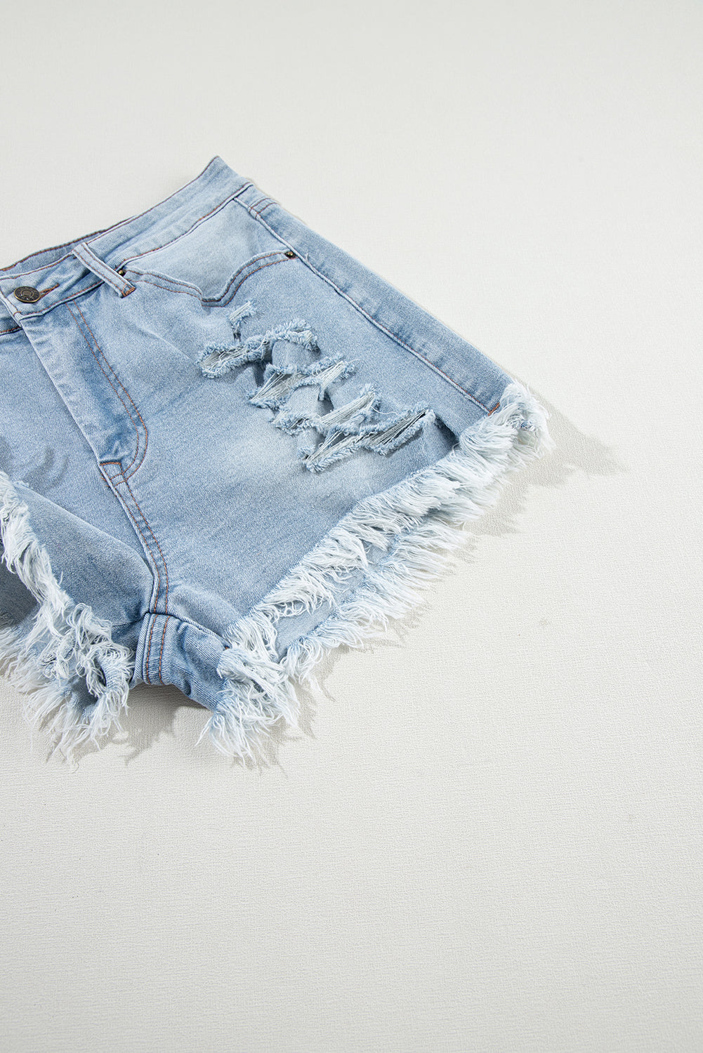 Light Blue High Waist Denim Shorts