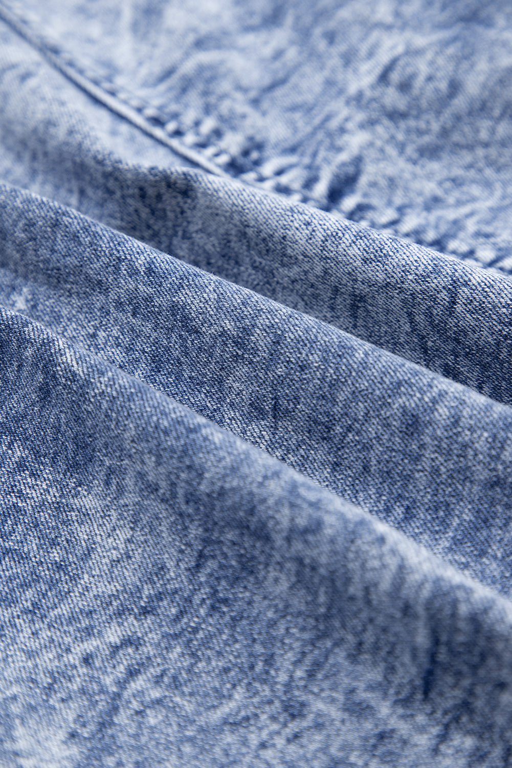 Blue Square Neck Short Denim Dress