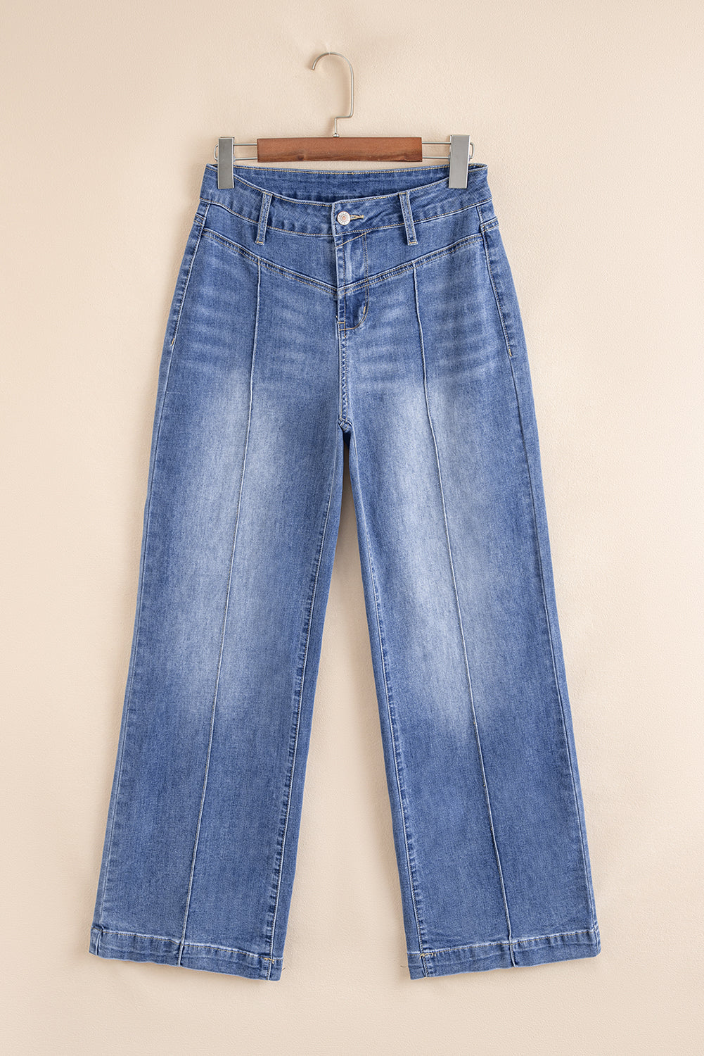 Blue Straight Cut High Rise Jeans