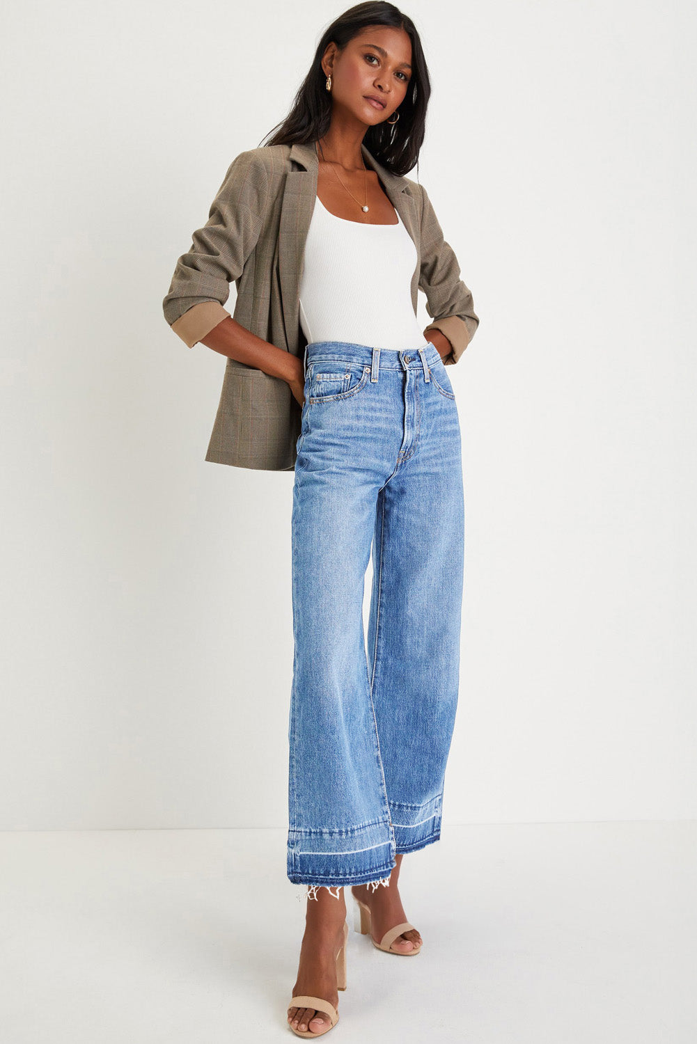 Dusk Blue Straight Leg High Waist Jeans