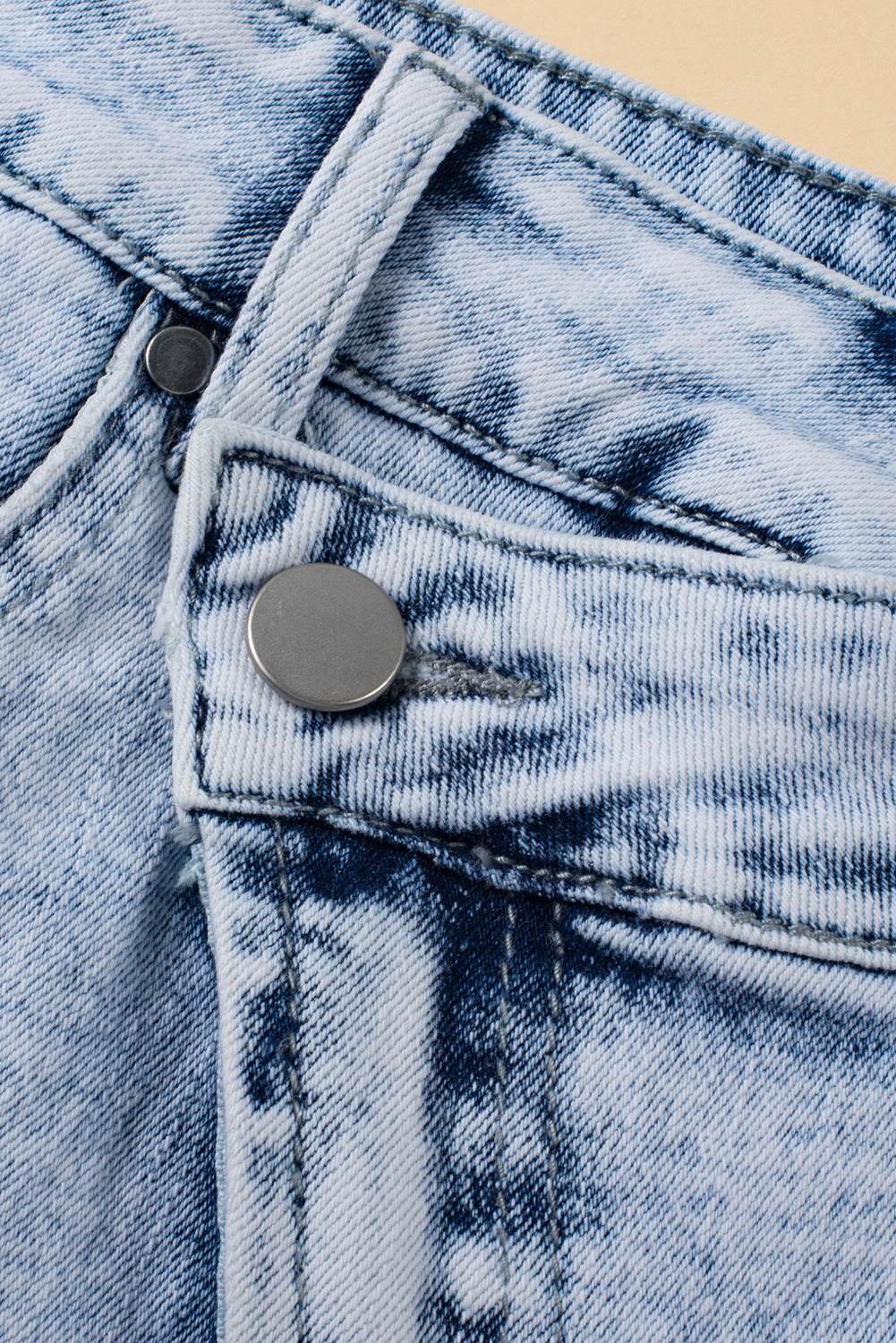 Light Blue Acid Wash Crossed Denim Shorts